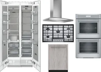 6 Piece Package Includes Refrigerator, Freezer, Cooktop, Wall Oven, Hood And Dishwasher