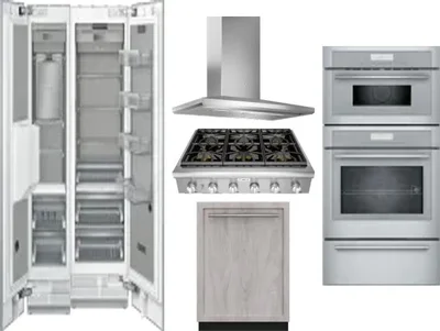6 Piece Package Includes Refrigerator, Freezer, Cooktop, Wall Oven, Hood And Dishwasher