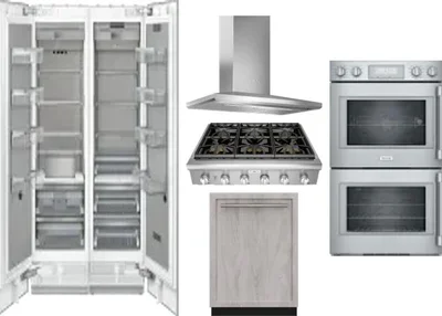 6 Piece Package Includes Refrigerator, Freezer, Cooktop, Wall Oven, Hood And Dishwasher