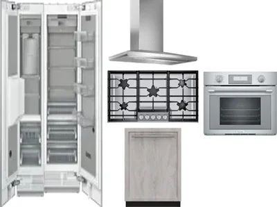 6 Piece Package Includes Refrigerator, Freezer, Cooktop, Wall Oven, Hood And Dishwasher