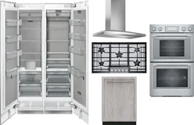 6 Piece Package Includes Refrigerator, Freezer, Cooktop, Wall Oven, Hood And Dishwasher