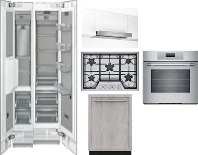6 Piece Package Includes Refrigerator, Freezer, Cooktop, Wall Oven, Hood And Dishwasher