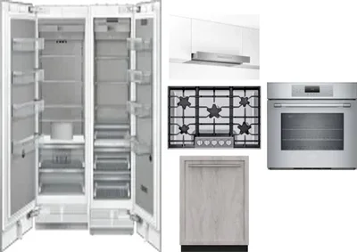 6 Piece Package Includes Refrigerator, Freezer, Cooktop, Wall Oven, Hood And Dishwasher