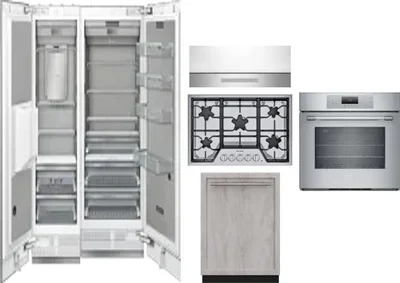 6 Piece Package Includes Refrigerator, Freezer, Cooktop, Wall Oven, Hood And Dishwasher
