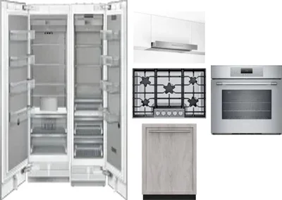 6 Piece Package Includes Refrigerator, Freezer, Cooktop, Wall Oven, Hood And Dishwasher