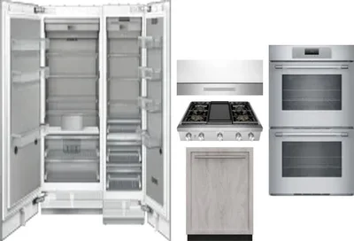 6 Piece Package Includes Refrigerator, Freezer, Cooktop, Wall Oven, Hood And Dishwasher