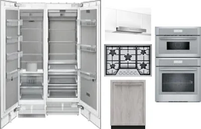 6 Piece Package Includes Refrigerator, Freezer, Cooktop, Wall Oven, Hood And Dishwasher