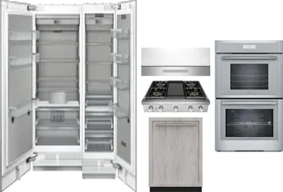 6 Piece Package Includes Refrigerator, Freezer, Cooktop, Wall Oven, Hood And Dishwasher