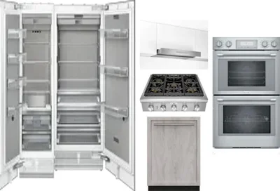 6 Piece Package Includes Refrigerator, Freezer, Cooktop, Wall Oven, Hood And Dishwasher