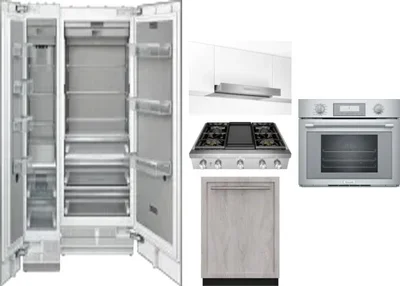 6 Piece Package Includes Refrigerator, Freezer, Cooktop, Wall Oven, Hood And Dishwasher