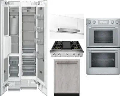 6 Piece Package Includes Refrigerator, Freezer, Cooktop, Wall Oven, Hood And Dishwasher