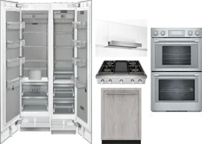 6 Piece Package Includes Refrigerator, Freezer, Cooktop, Wall Oven, Hood And Dishwasher