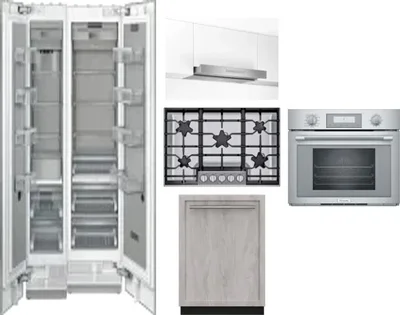 6 Piece Package Includes Refrigerator, Freezer, Cooktop, Wall Oven, Hood And Dishwasher