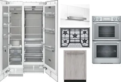 6 Piece Package Includes Refrigerator, Freezer, Cooktop, Wall Oven, Hood And Dishwasher