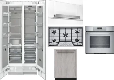 6 Piece Package Includes Refrigerator, Freezer, Cooktop, Wall Oven, Hood And Dishwasher
