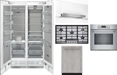 6 Piece Package Includes Refrigerator, Freezer, Cooktop, Wall Oven, Hood And Dishwasher