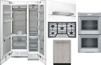 6 Piece Package Includes Refrigerator, Freezer, Cooktop, Wall Oven, Hood And Dishwasher