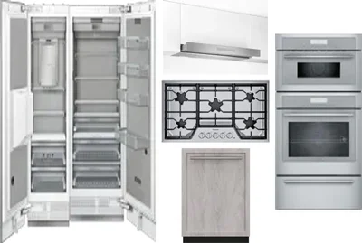 6 Piece Package Includes Refrigerator, Freezer, Cooktop, Wall Oven, Hood And Dishwasher
