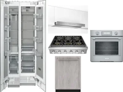 6 Piece Package Includes Refrigerator, Freezer, Cooktop, Wall Oven, Hood And Dishwasher