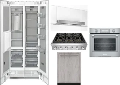 6 Piece Package Includes Refrigerator, Freezer, Cooktop, Wall Oven, Hood And Dishwasher
