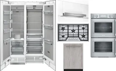 6 Piece Package Includes Refrigerator, Freezer, Cooktop, Wall Oven, Hood And Dishwasher