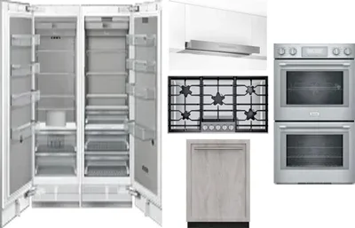 6 Piece Package Includes Refrigerator, Freezer, Cooktop, Wall Oven, Hood And Dishwasher