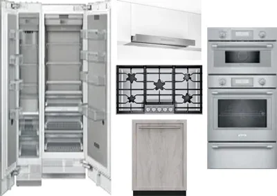 6 Piece Package Includes Refrigerator, Freezer, Cooktop, Wall Oven, Hood And Dishwasher