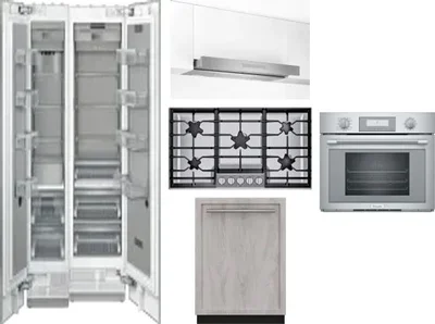 6 Piece Package Includes Refrigerator, Freezer, Cooktop, Wall Oven, Hood And Dishwasher