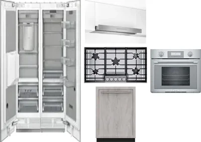 6 Piece Package Includes Refrigerator, Freezer, Cooktop, Wall Oven, Hood And Dishwasher