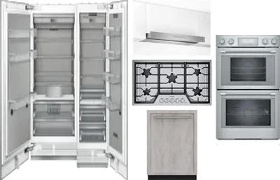 6 Piece Package Includes Refrigerator, Freezer, Cooktop, Wall Oven, Hood And Dishwasher