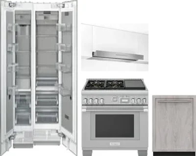 5 Piece Package Includes Refrigerator, Freezer, Range, Hood And Dishwasher