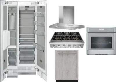 6 Piece Package Includes Refrigerator, Freezer, Cooktop, Wall Oven, Hood And Dishwasher