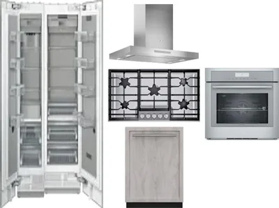 6 Piece Package Includes Refrigerator, Freezer, Cooktop, Wall Oven, Hood And Dishwasher
