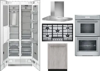 6 Piece Package Includes Refrigerator, Freezer, Cooktop, Wall Oven, Hood And Dishwasher