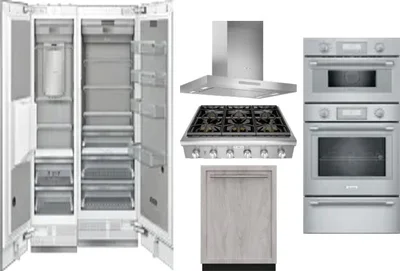 6 Piece Package Includes Refrigerator, Freezer, Cooktop, Wall Oven, Hood And Dishwasher