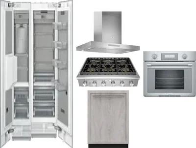 6 Piece Package Includes Refrigerator, Freezer, Cooktop, Wall Oven, Hood And Dishwasher