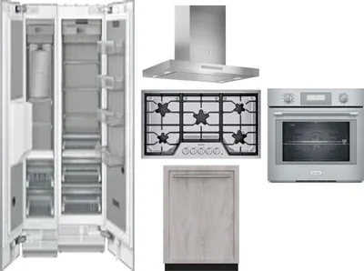 6 Piece Package Includes Refrigerator, Freezer, Cooktop, Wall Oven, Hood And Dishwasher