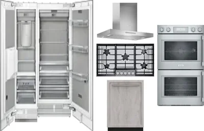 6 Piece Package Includes Refrigerator, Freezer, Cooktop, Wall Oven, Hood And Dishwasher