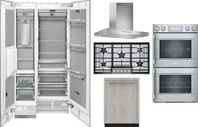 6 Piece Package Includes Refrigerator, Freezer, Cooktop, Wall Oven, Hood And Dishwasher