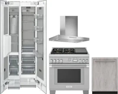 5 Piece Package Includes Refrigerator, Freezer, Range, Hood And Dishwasher