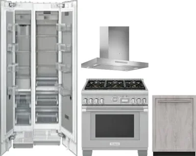 5 Piece Package Includes Refrigerator, Freezer, Range, Hood And Dishwasher