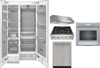 6 Piece Package Includes Refrigerator, Freezer, Cooktop, Wall Oven, Hood And Dishwasher