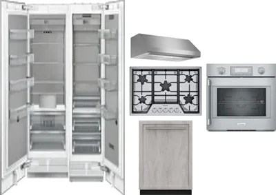6 Piece Package Includes Refrigerator, Freezer, Cooktop, Wall Oven, Hood And Dishwasher