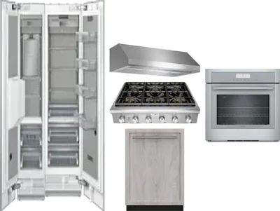 6 Piece Package Includes Refrigerator, Freezer, Cooktop, Wall Oven, Hood And Dishwasher