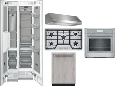 6 Piece Package Includes Refrigerator, Freezer, Cooktop, Wall Oven, Hood And Dishwasher