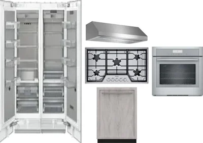 6 Piece Package Includes Refrigerator, Freezer, Cooktop, Wall Oven, Hood And Dishwasher