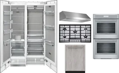6 Piece Package Includes Refrigerator, Freezer, Cooktop, Wall Oven, Hood And Dishwasher
