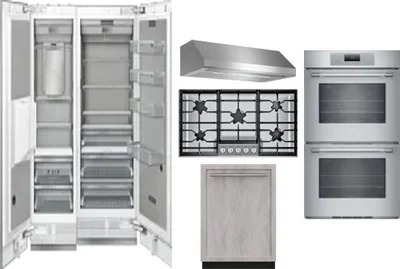 6 Piece Package Includes Refrigerator, Freezer, Cooktop, Wall Oven, Hood And Dishwasher