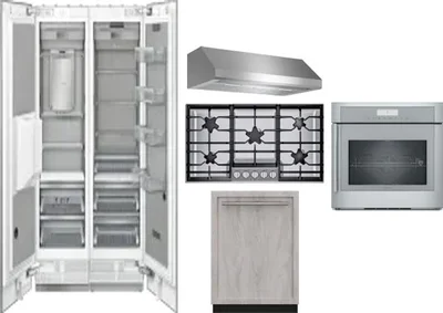 6 Piece Package Includes Refrigerator, Freezer, Cooktop, Wall Oven, Hood And Dishwasher