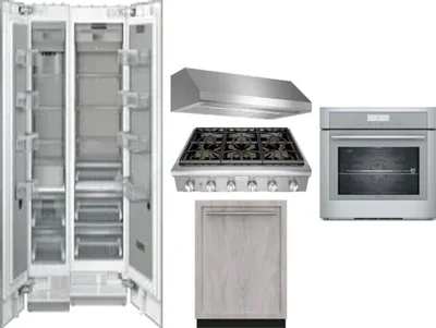 6 Piece Package Includes Refrigerator, Freezer, Cooktop, Wall Oven, Hood And Dishwasher